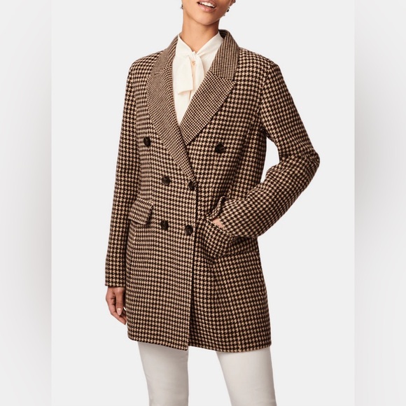 NWT Bernardo Houndstooth Wool Double Breasted Blazer Jacket - Picture 2 of 5